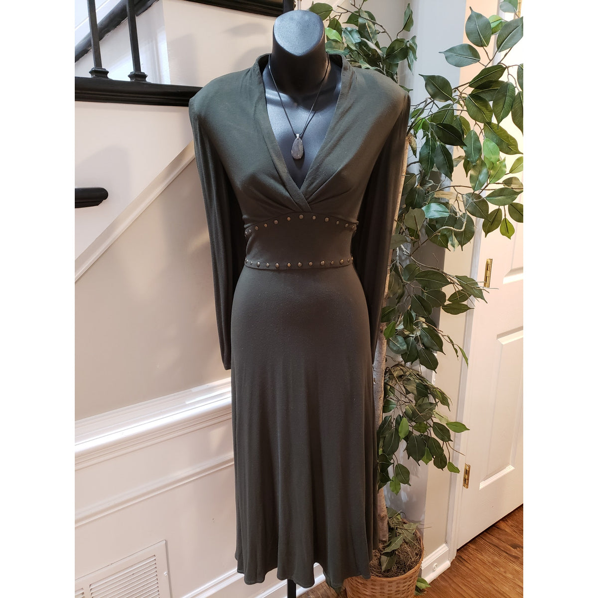 Jessica Howard Fit & Flare Dress Women's 6T Black Studded Waistband Back Zip