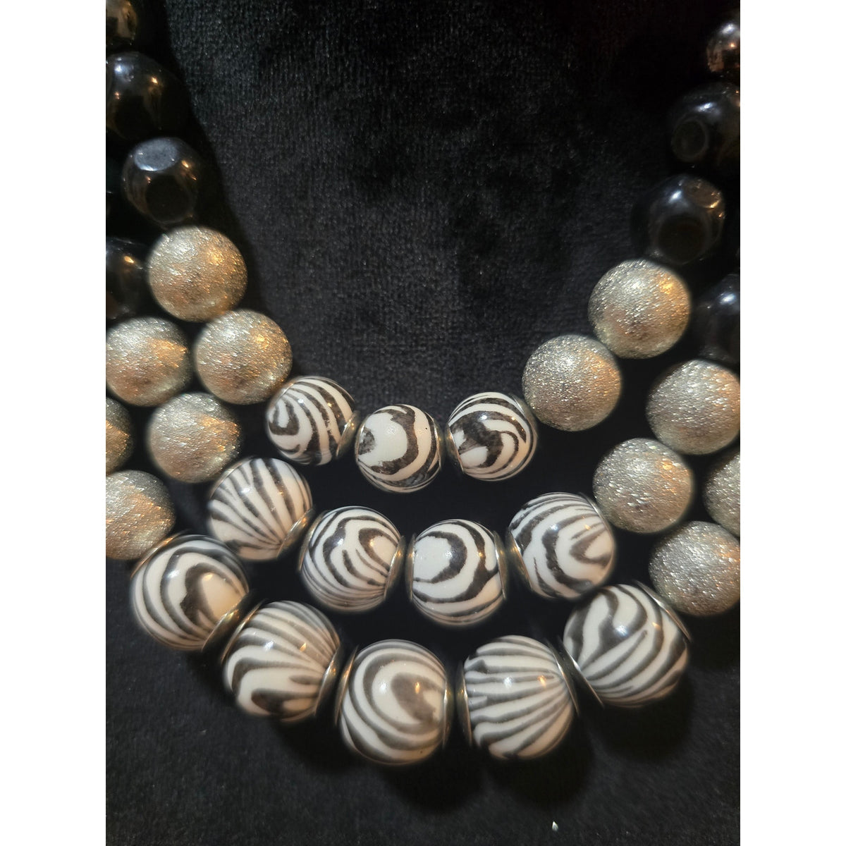 Women's Multi Layer Beaded Statement Necklace With Lobster Claw Clasp