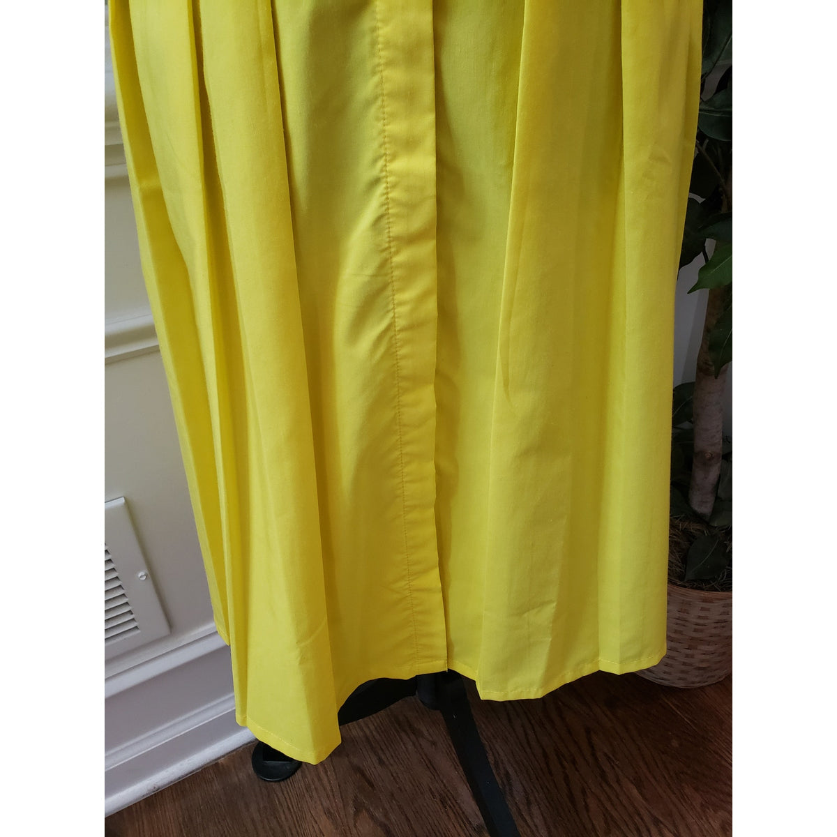True Destiny A Line Shirt Dress Women's Large Yellow Puff Sleeve Button Down