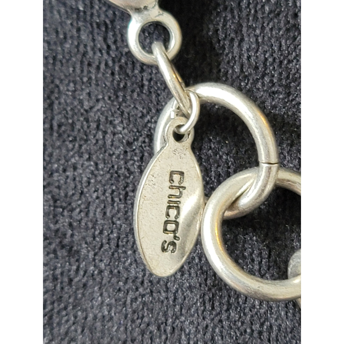 Chico's Women's Silver Tone Charm Necklace With Toggle Lock Fish Shell Beads