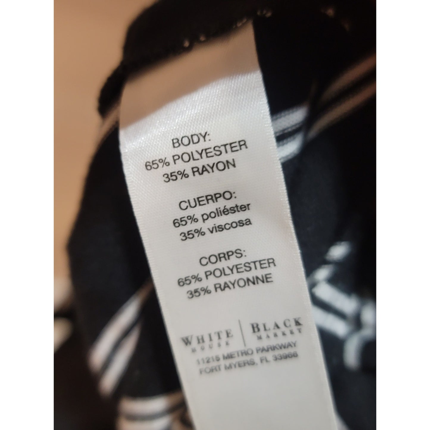 White House Black Market Top Women’s Size Small Black White Stripe 3/4 Sleeves