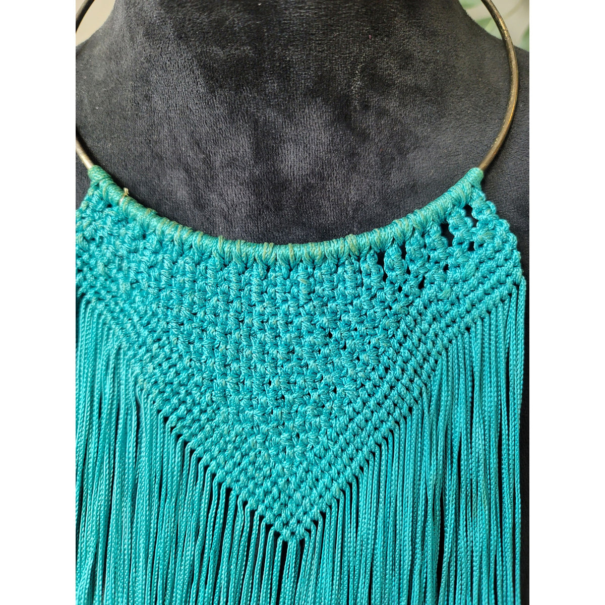 Women's Handmade Macrame Fringe Necklace With Lobster Clasp Boho Statement
