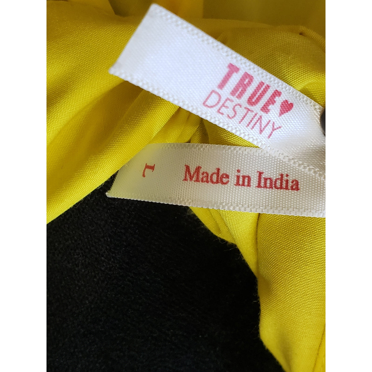 True Destiny A Line Shirt Dress Women's Large Yellow Puff Sleeve Button Down