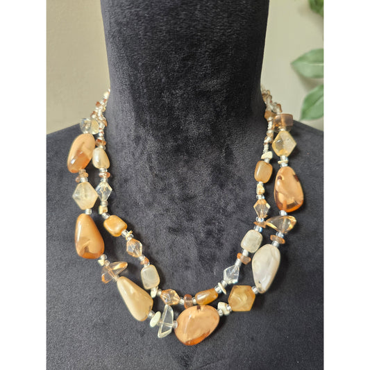 Women's Multicolor Chunky Beaded Necklace With Lobster Clasp Statement Style