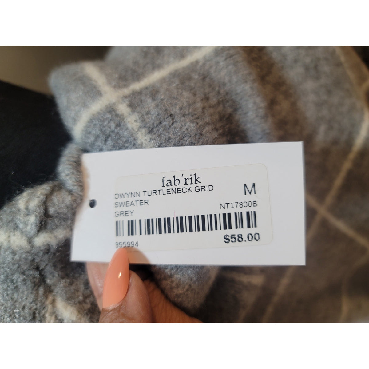 Fab'rik Pullover Sweater Women's Medium Grey Drop Shoulder Split Hem Turtleneck