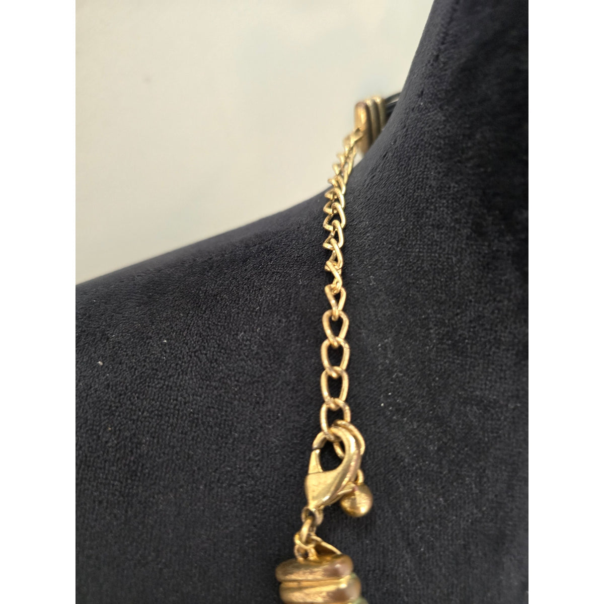 Hammered Gold Tone Crescent Bib Statement Necklace Black Multi Cord