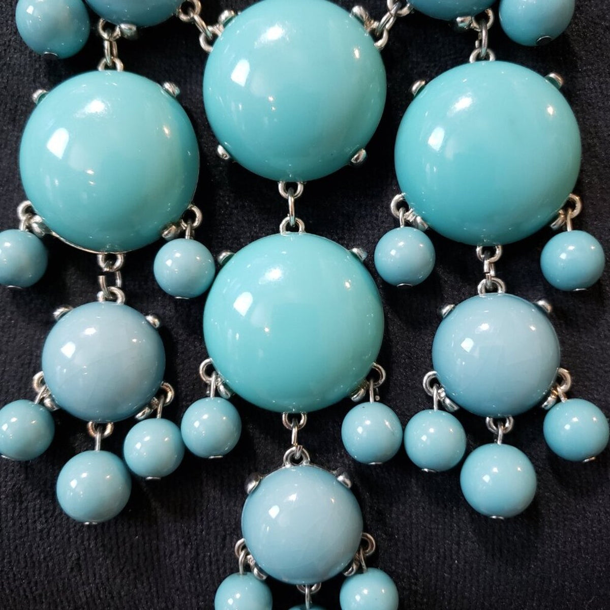 Womens Blue Jane Stone Bubble Silver Chain Necklace Jewelry with Lobster Clasp
