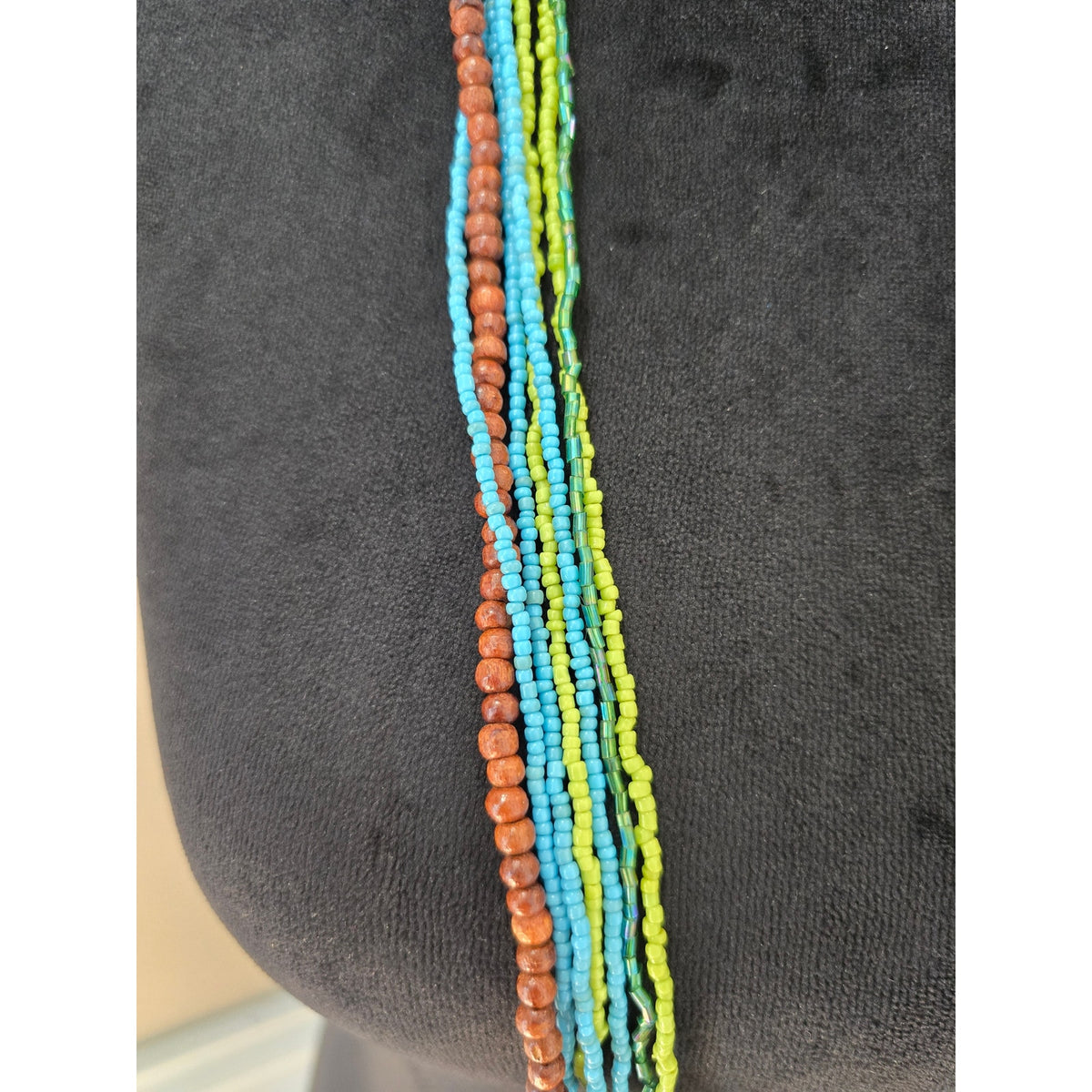 Colorful Multi Strand Seed Bead Long Layered Boho Necklace