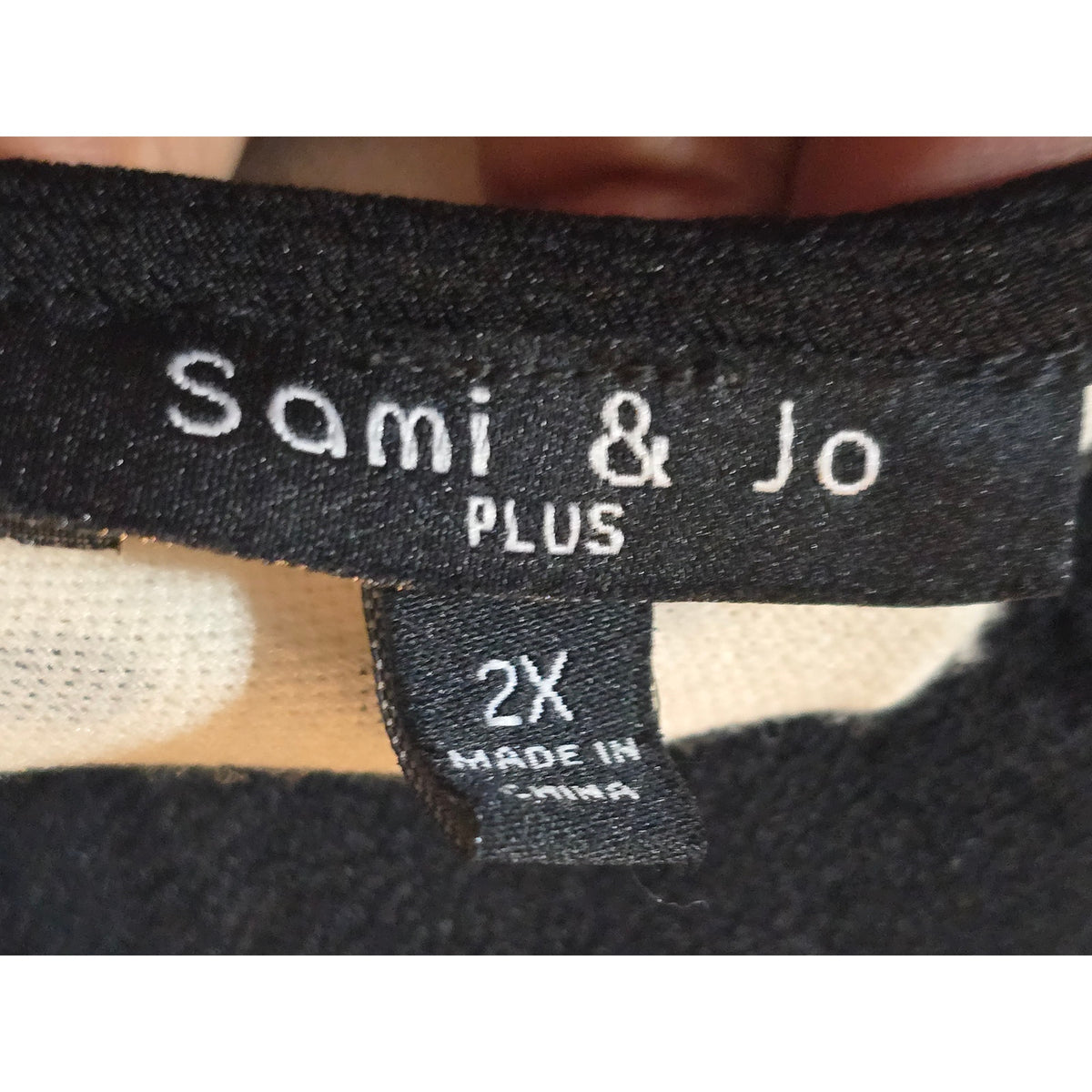 Sami & Jo Seamed Dress Women's SZ 2X Black/White Polka Dot Flared Hem Scoop Neck