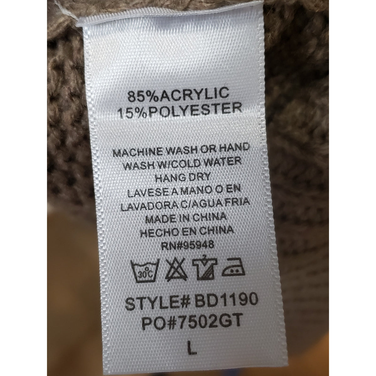 Cozy Casual Sweater Dress Women's Large Brown Geometric Cowl Neck Long Sleeve