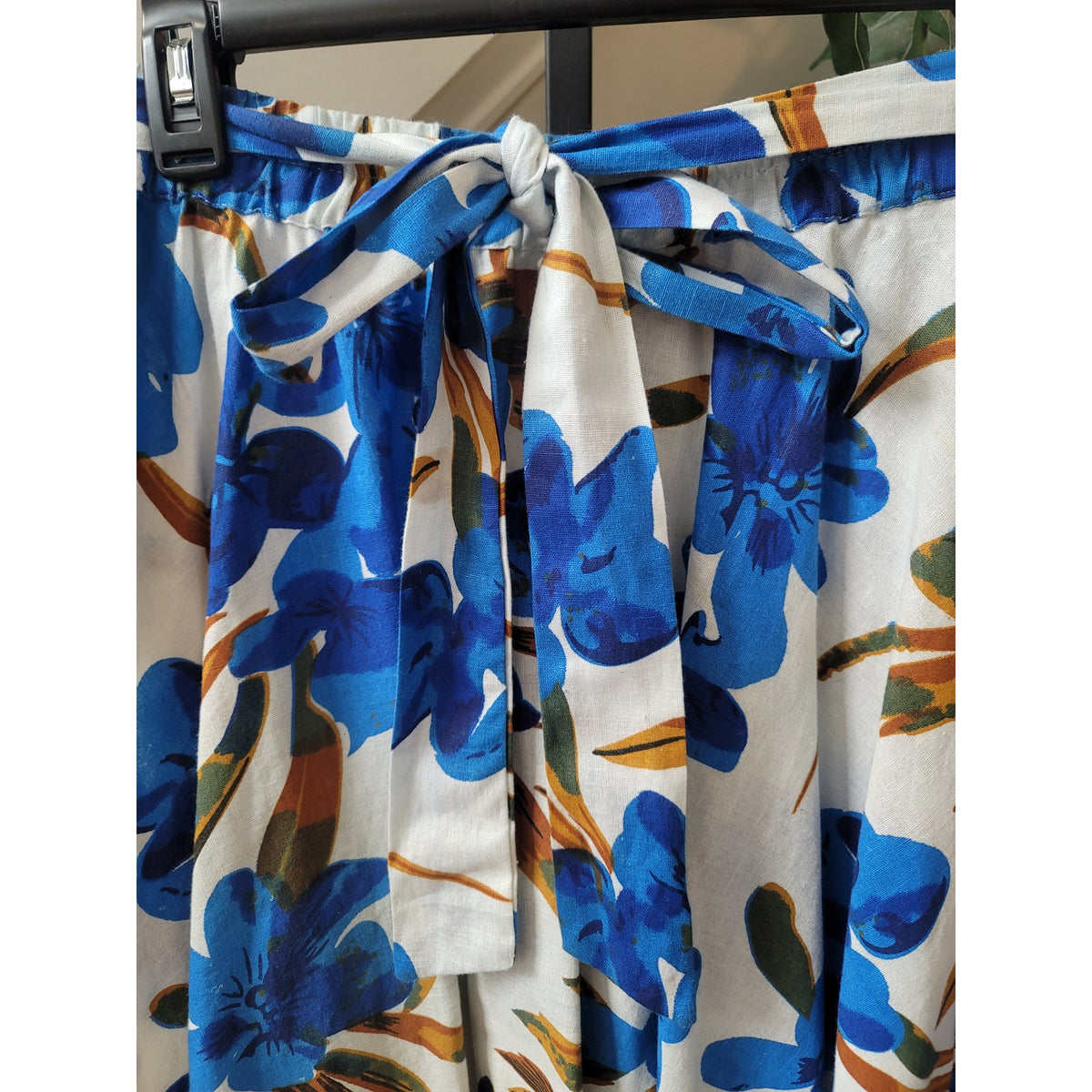 Flint & Moss A-Line Skirt Women's Medium Multicolor Floral Tie Belt Curved Hem