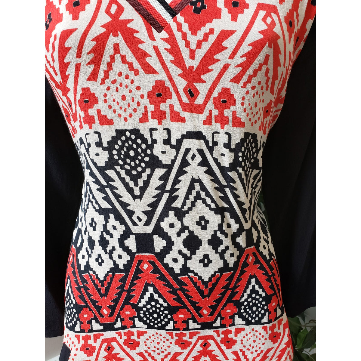 Scotch and Soda Knee Length Dress Womens Multi Geo Print Viscose Split V Neck