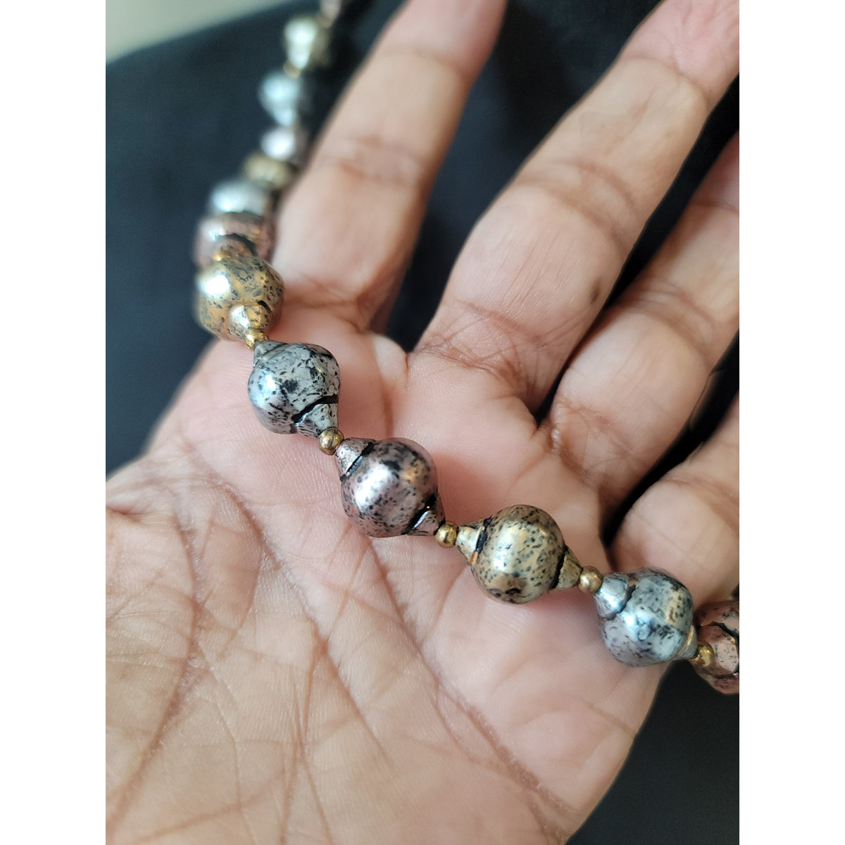 Women's Lightweight Multicolor Oxidized Beaded Necklace Elegant Jewelry