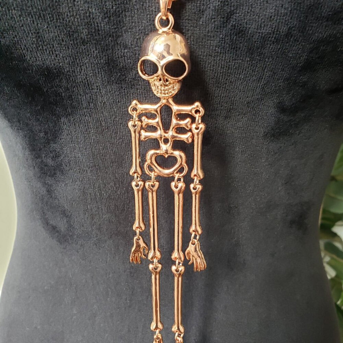 Womens Fashion Gold Tone Skeleton Pendant Necklace Jewelry with Lobster Clasp