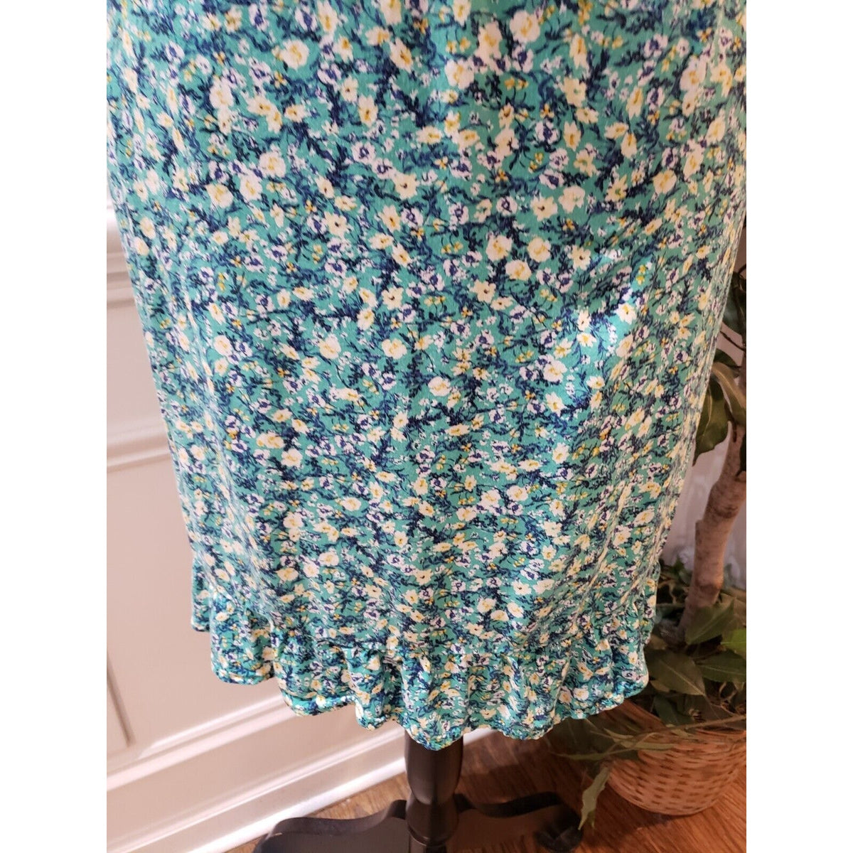 Old Navy Womens Green Floral Backless Smocked Sweetheart Knee Length Dress 3X