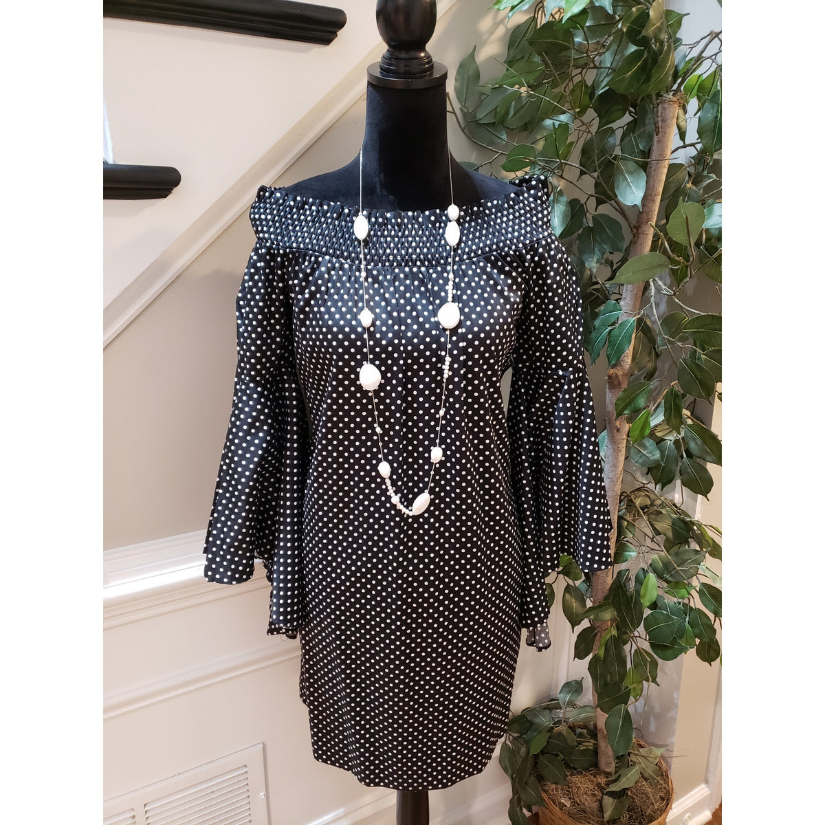 New York & Company Fit & Flare Dress Womens Size S Black Cotton Flared Sleeve