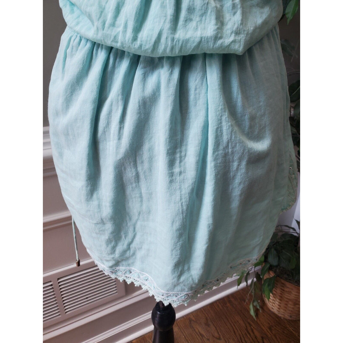 Sand & Spirit Womens Green Floral Polyester Off The Shoulder Knee Length Dress L