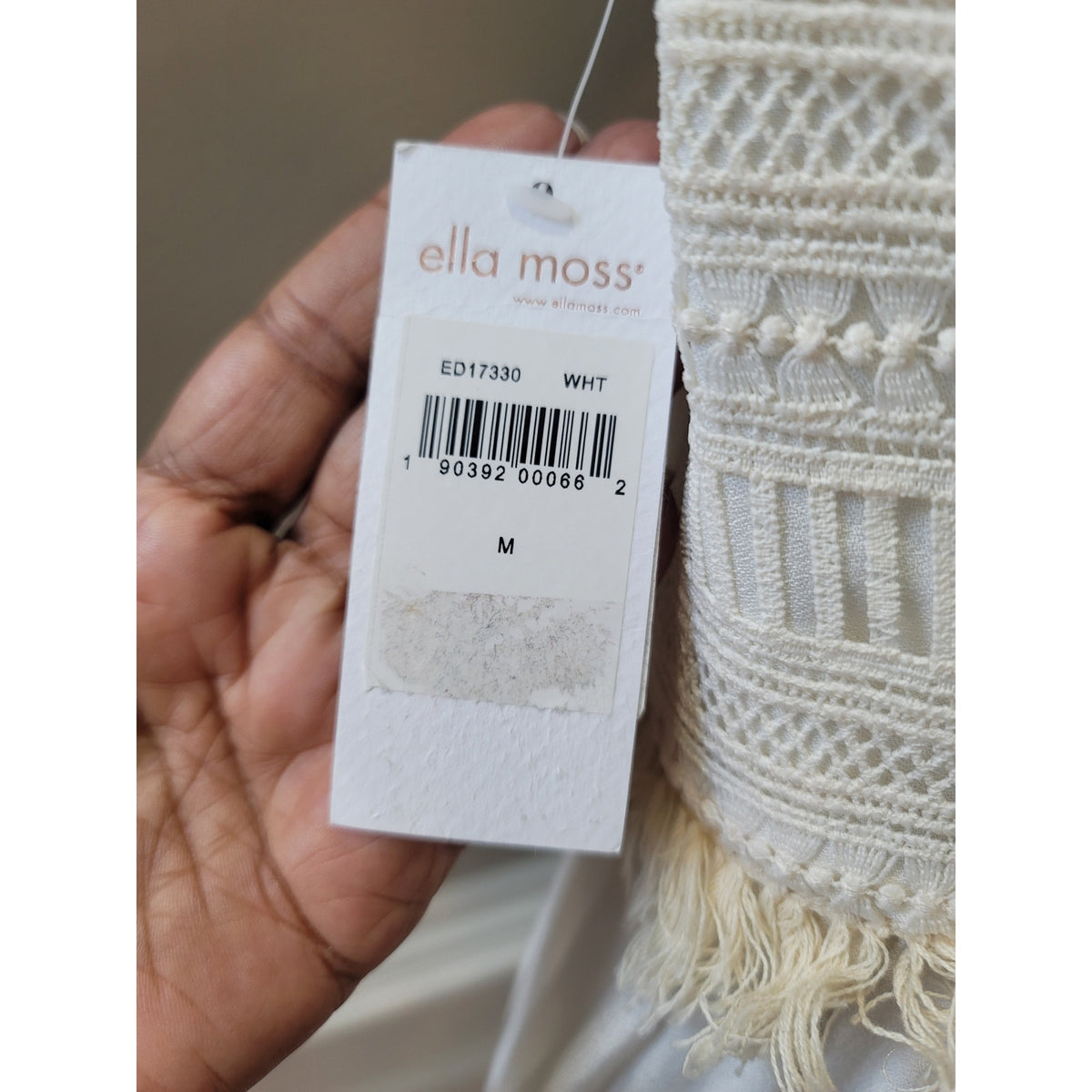 Ella Mass Lilita Strapless Maxi Dress Womens Size Medium White Lace Fringe Party
