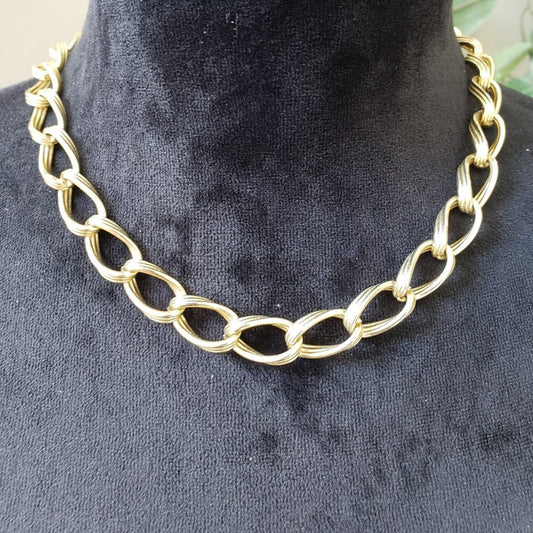 Lightweight Cable Linked Chain Collar Necklace Jewelry with Lobster Clasp