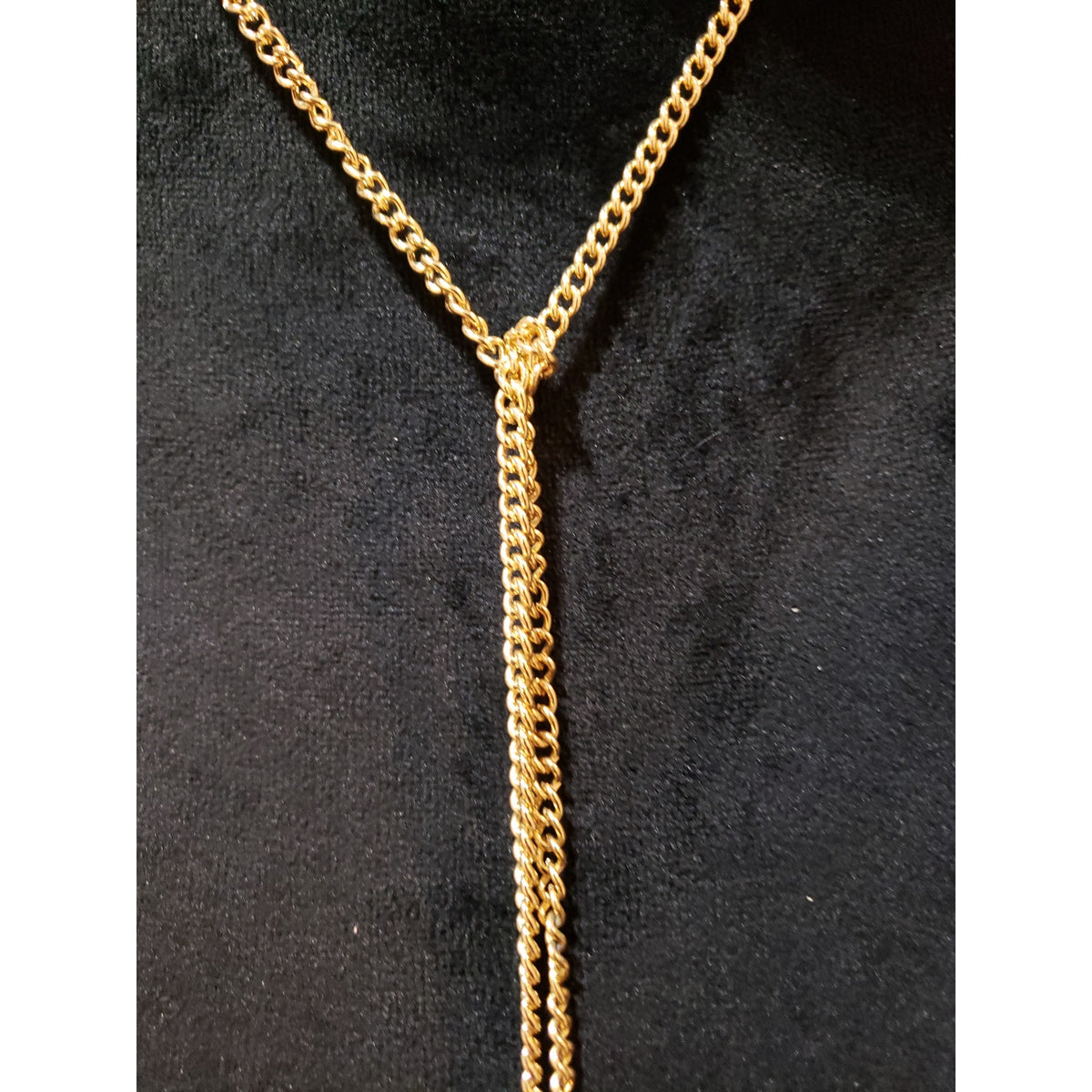 Womens Gold Tone Layered Chain Drop Tassel Necklace with Lobster Clasp 3 Pieces