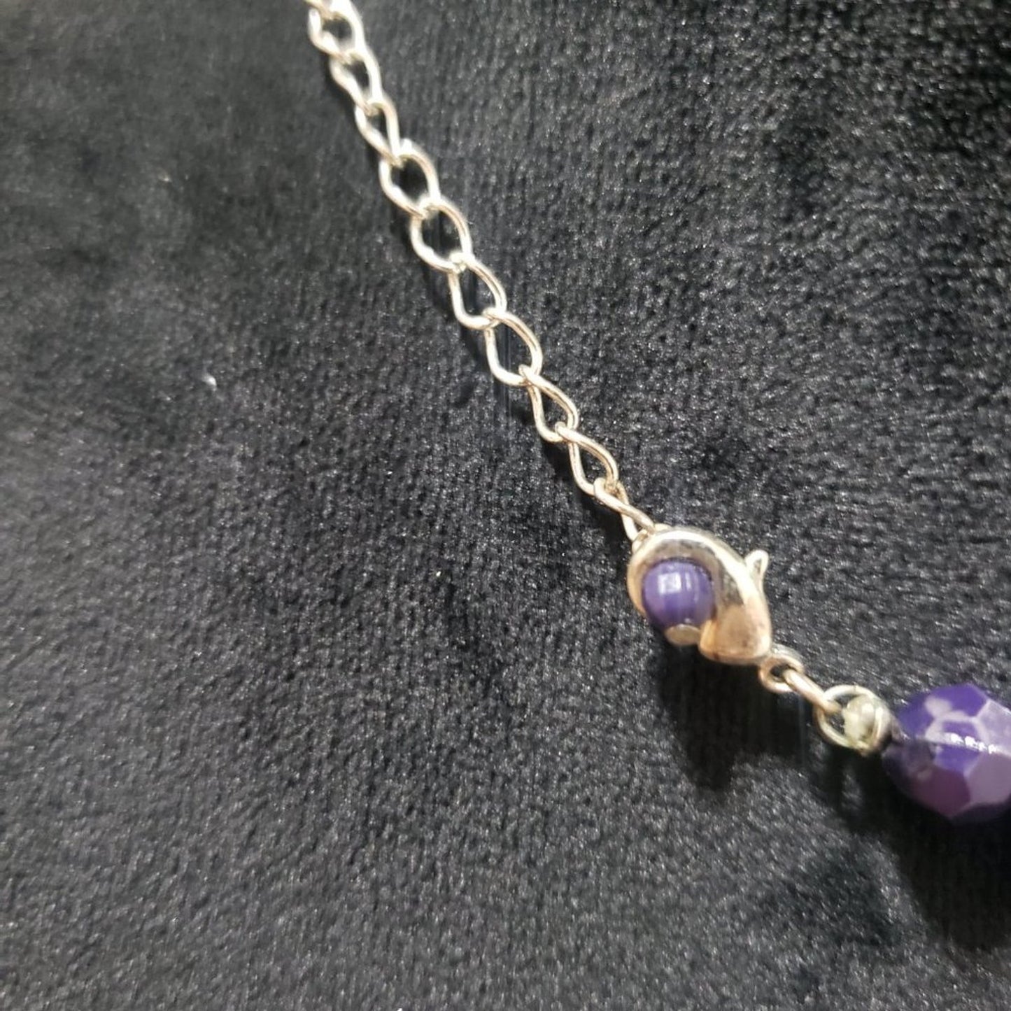 Womens Fashion Purple Single Strand Round Beaded Necklace with Lobster Clasp