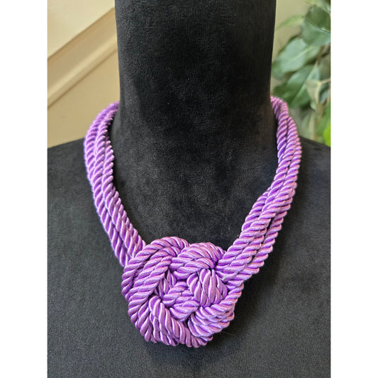 Women Purple Rope Knot Statement Necklace Chunky Handmade Fashion Jewelry