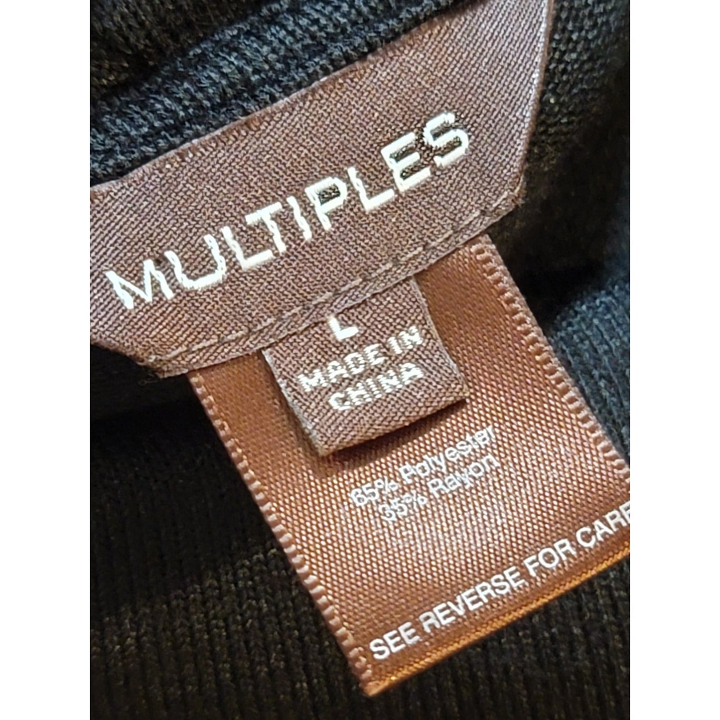 Multiples Sweater Women's Large Black Cowl Neck Long Sleeve Ruffle Hem Stretch