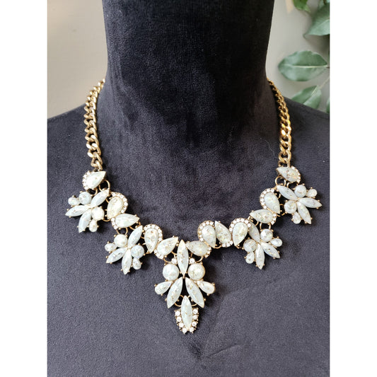 Women's ALDO Statement Necklace Gold Chain Lobster Clasp Crystal Floral
