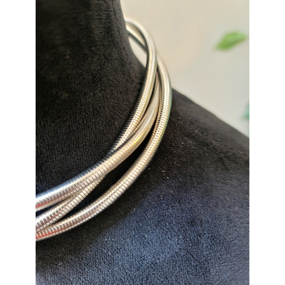 Silver Tone Multi-Strand Snake Chain Choker Collar Necklace Minimalist 16"