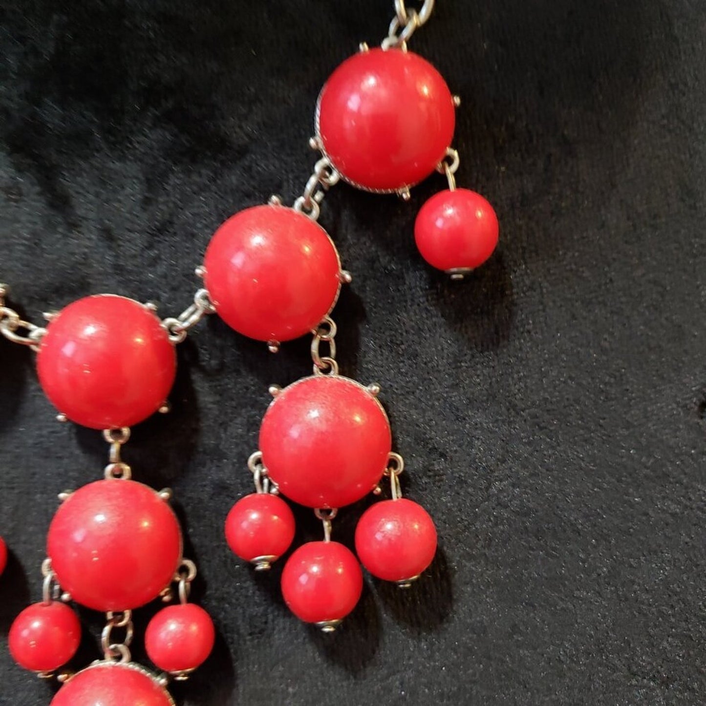 Womens Red Rhinestone Silver Tone Chain Necklace Jewelry with Lobster Clasp