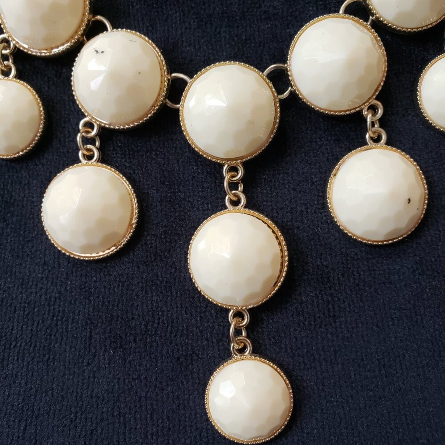 Womens Ivory Gemstone Gold Tone Link Chain Necklace Jewelry with Lobster Clasp