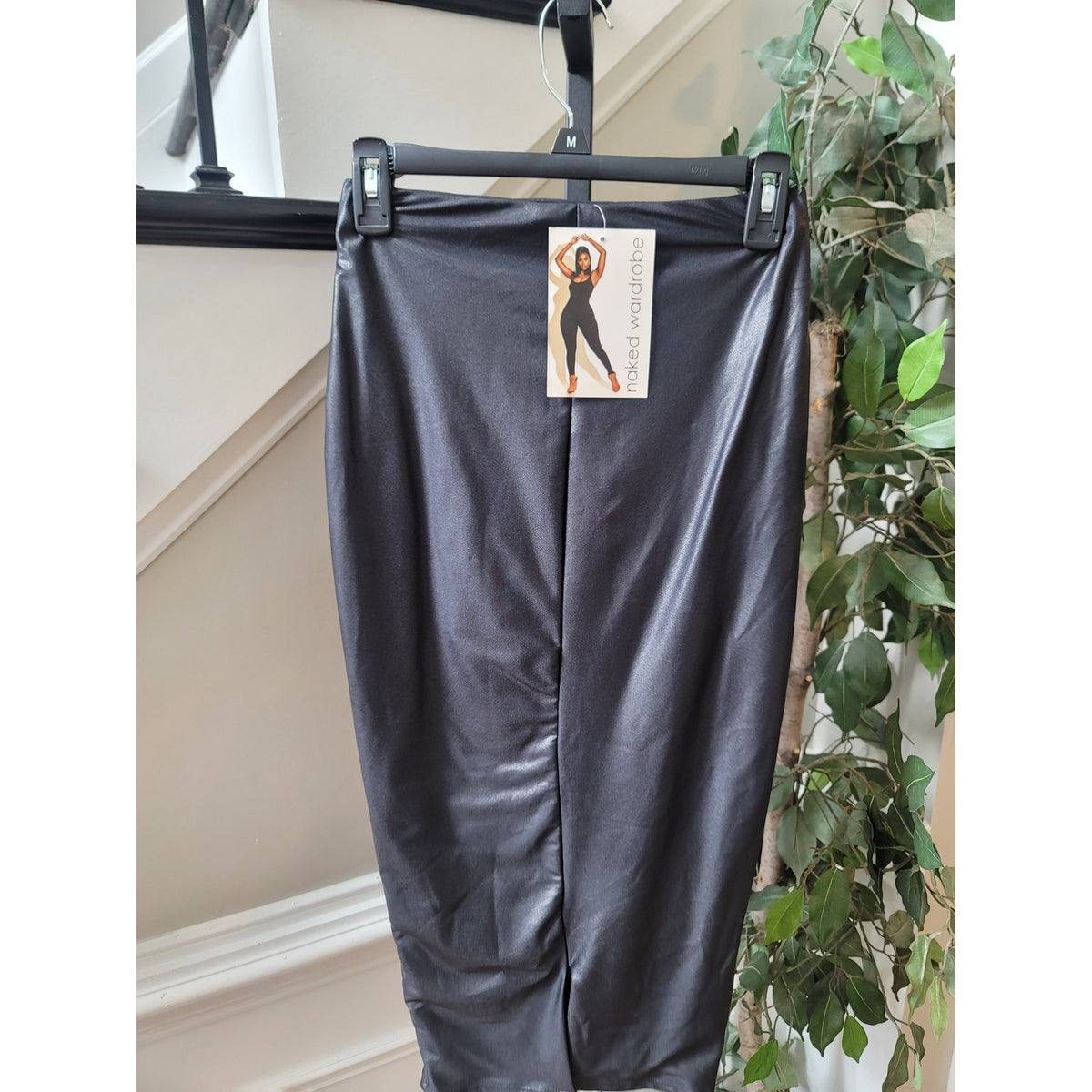 Naked Wardrobe Pencil Skirt Women's Medium Black Fully Lined Back Slit Stretch