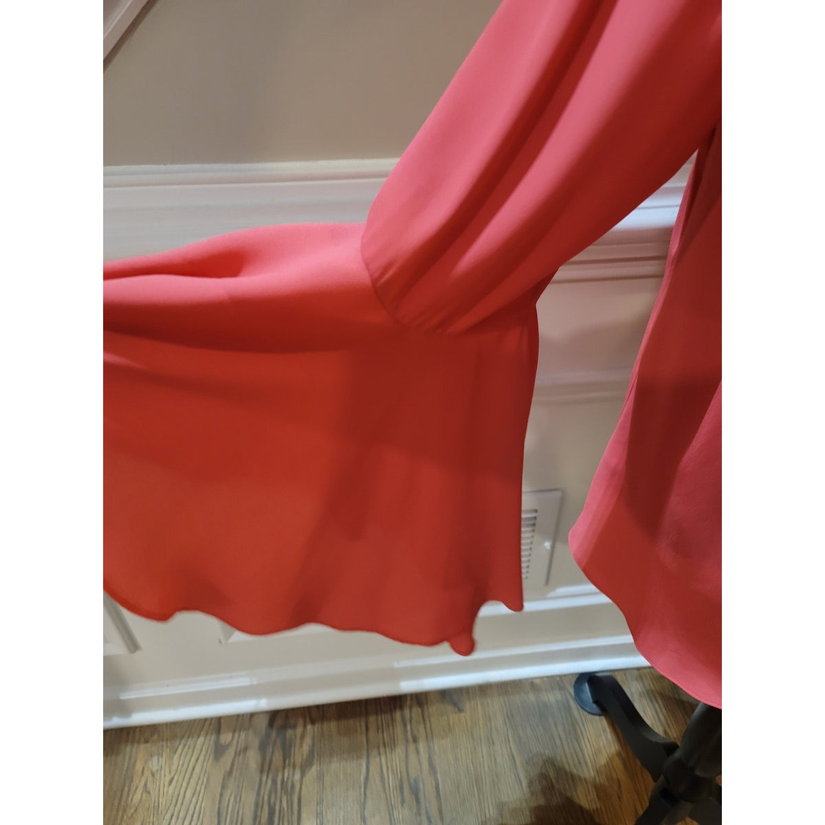 White House Black Market Blouse Women's Coral Orange V-Neck Bell Sleeve XL