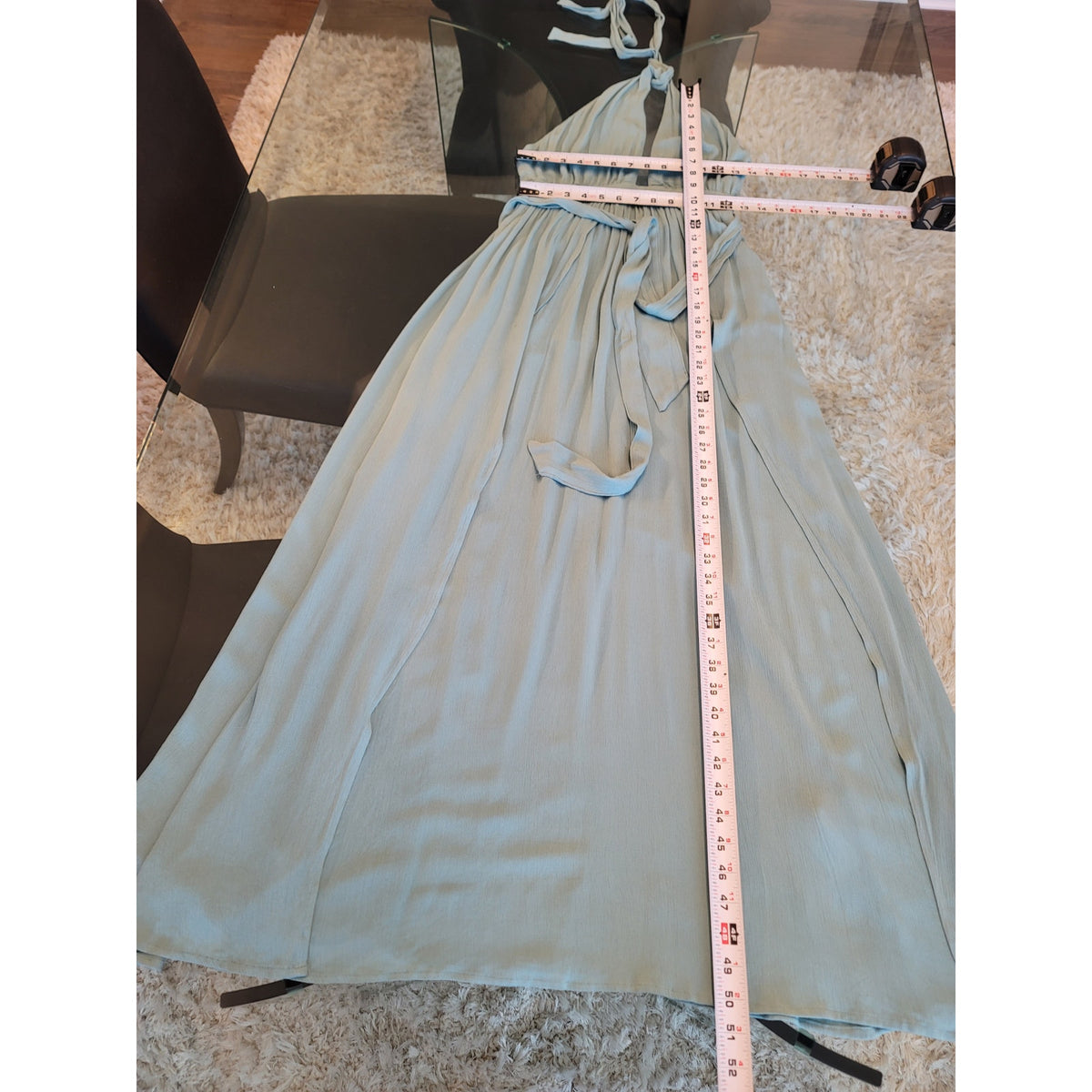 Forever 21 Maxi Dress Women's XS Light Green Halter Front Tie Cut-Out Casual