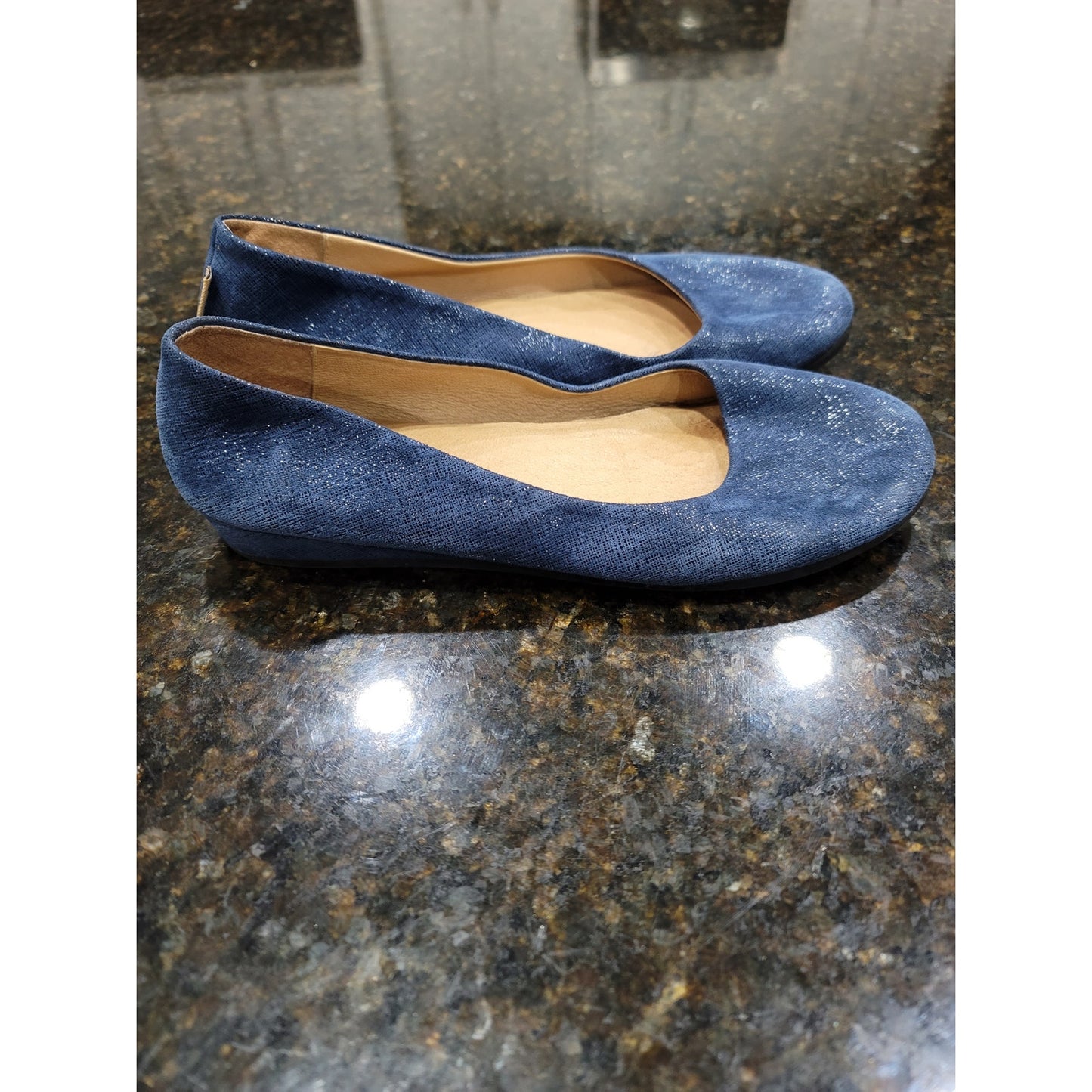 FSNY Ballet Flats Women's Size 8.5 Blue Sparkle Slip On Round Toe Comfort Shoes