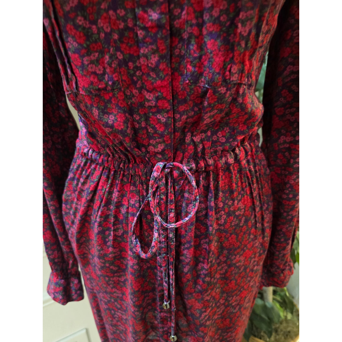 H&M Floral Shirt Dress Women's Size 10 Multicolor Collard Long Sleeves