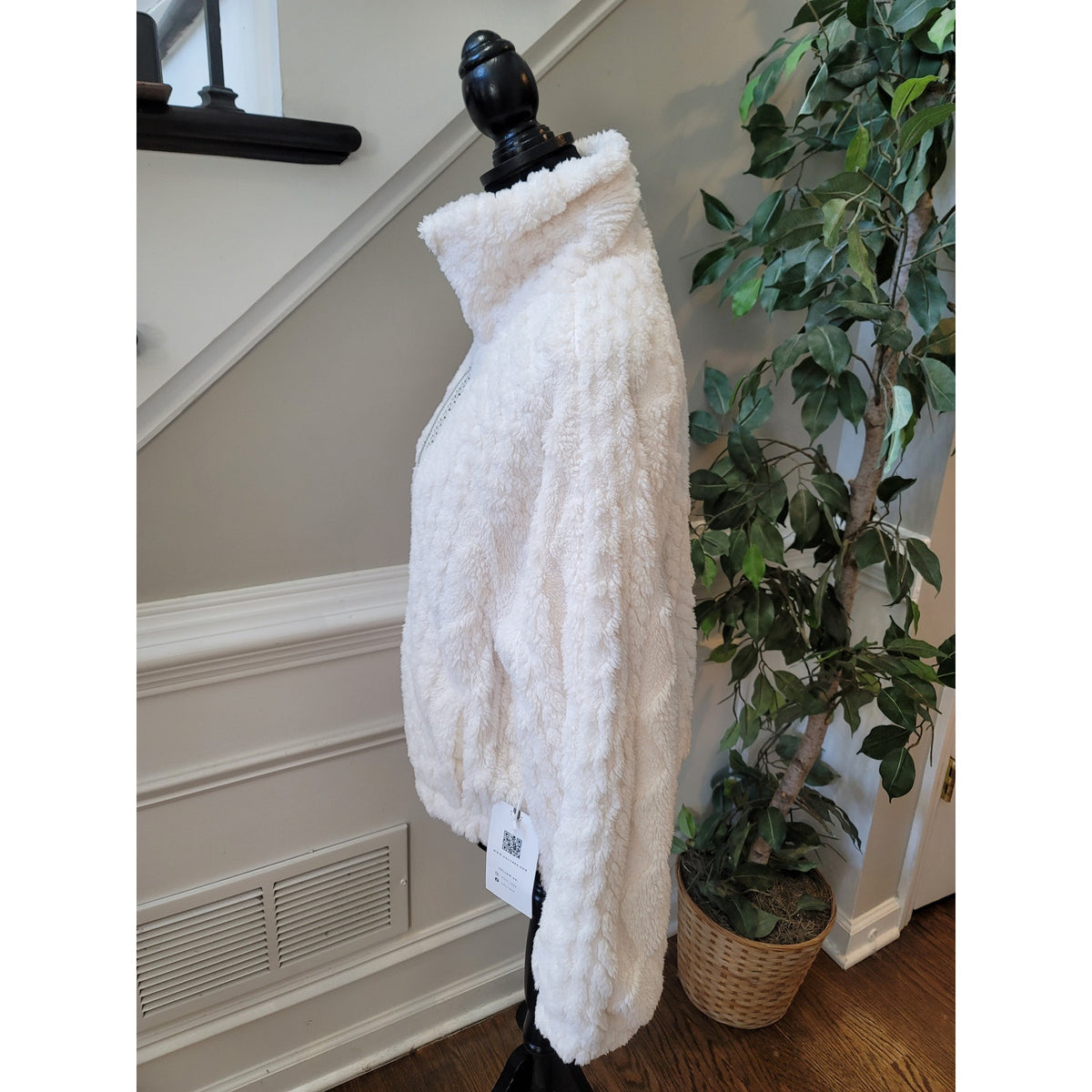 Cali1850 Plush Sherpa Jacket Women's Medium Cream Teddy Fleece Full Zipper