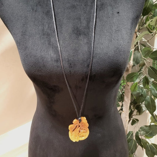 Women Fashion Yellow Color Chunky Crafted Big Pendant Long Teardrop Necklace