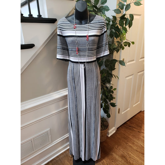 Est. 1946 Long Maxi Dress Women's 14/16 Multi Lined Striped Round Neck Pullover