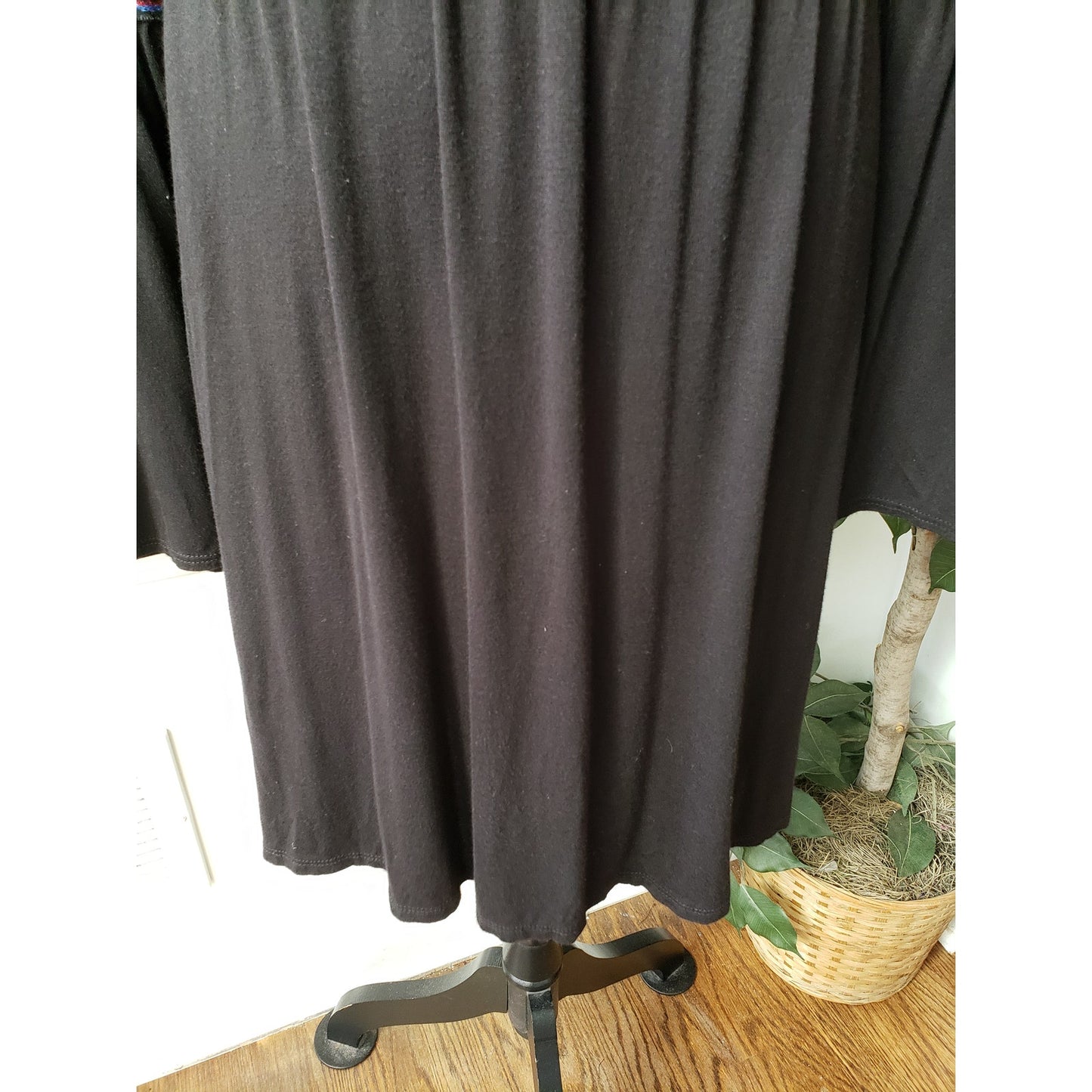 Peppermint Fit & Flare Dress Women M Black Rayon Embroidered Belted Boat Neck