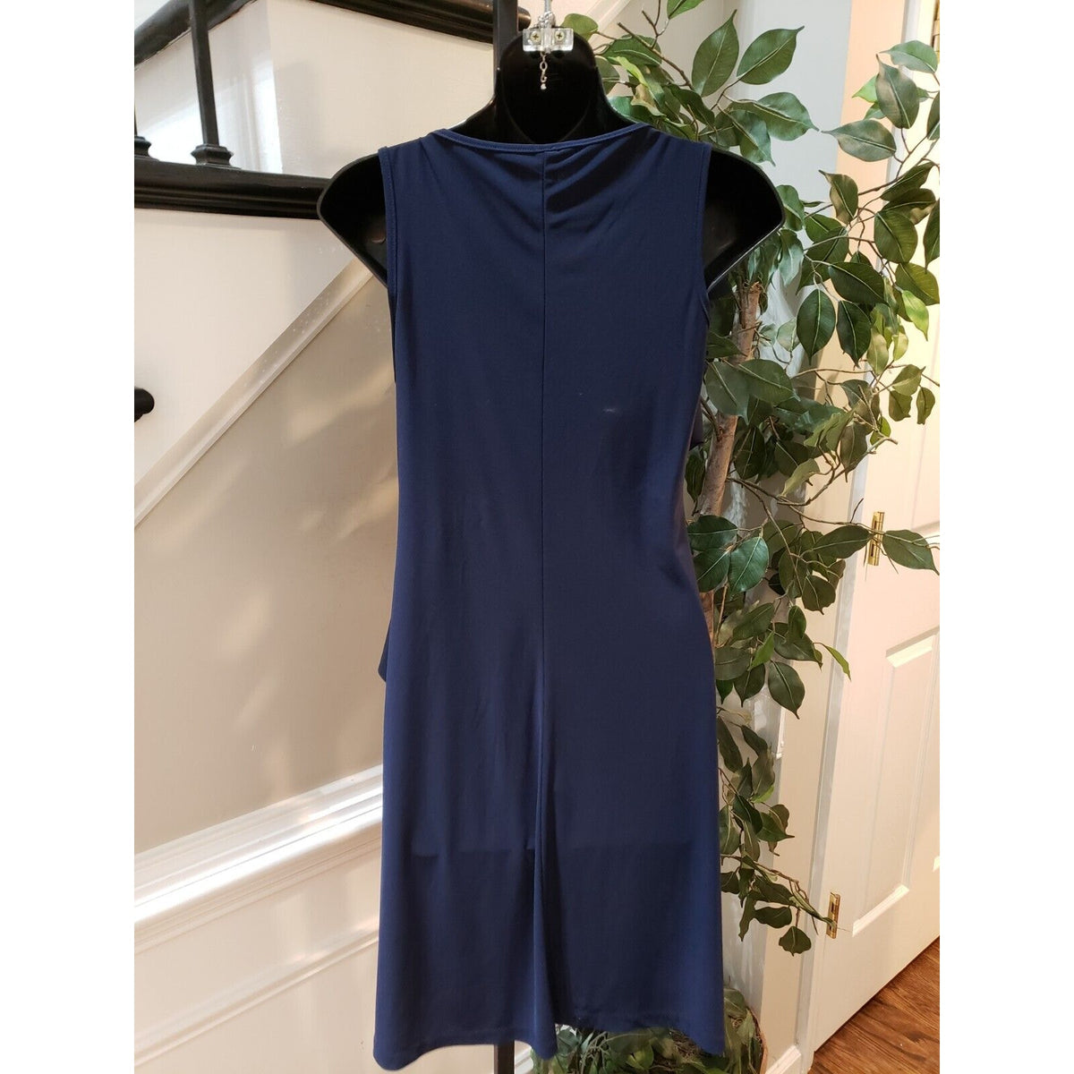 NIC & DOM Women's Blue Floral Scoop Neck Sleeveless Knee Length Dress Size Small