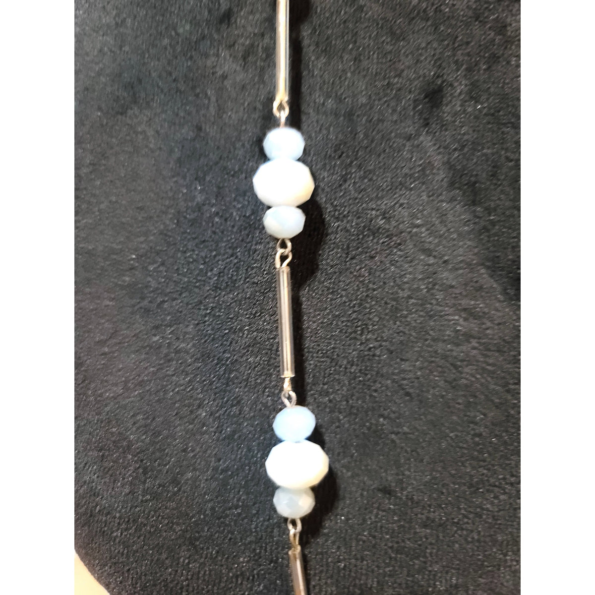 Women's Long Beaded Necklace White Faceted Beads Lobster Clasp Fashion Jewelry