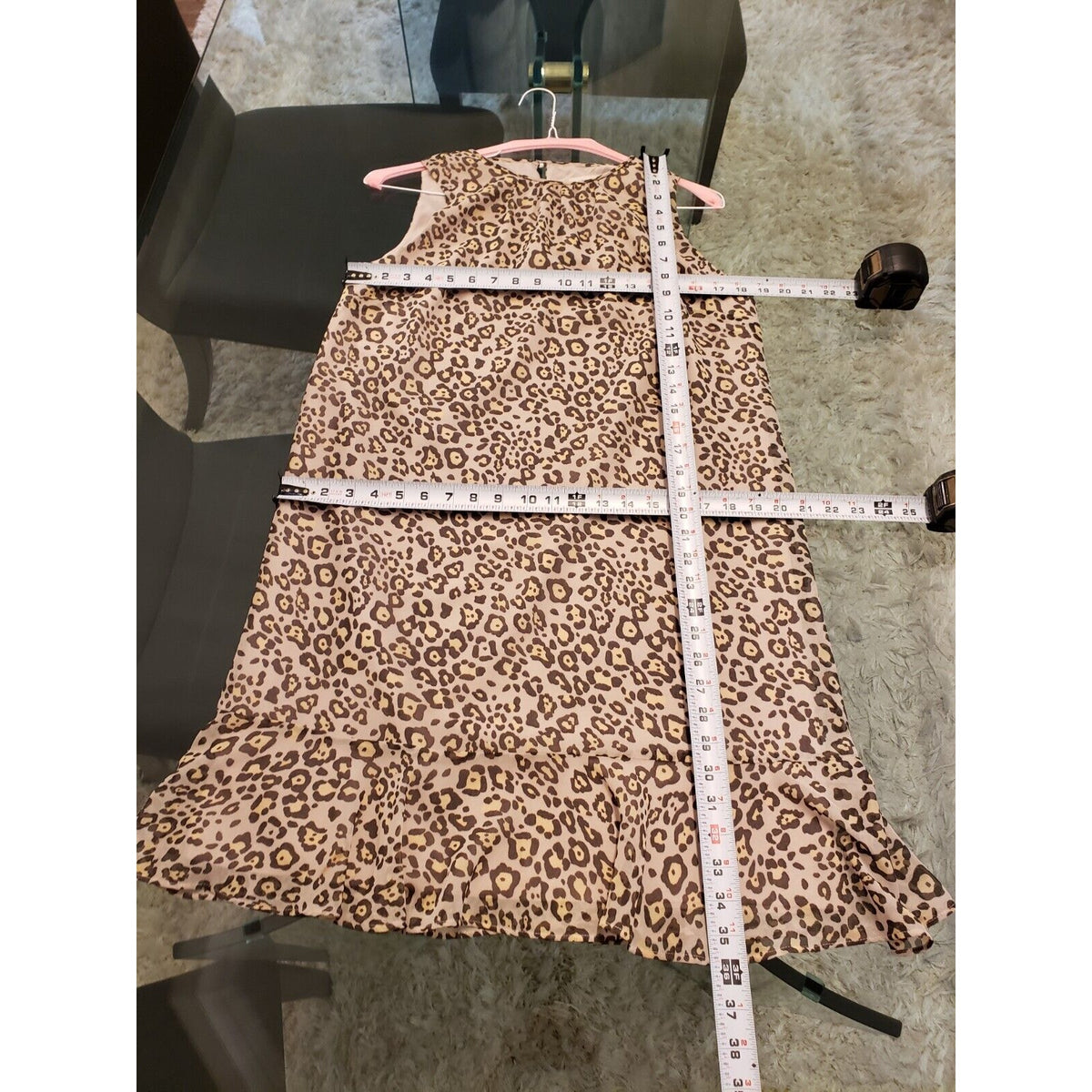 Ann Taylor LOFT Womens Beige Leopard Print Sleeveless Round Neck Shift Dress M