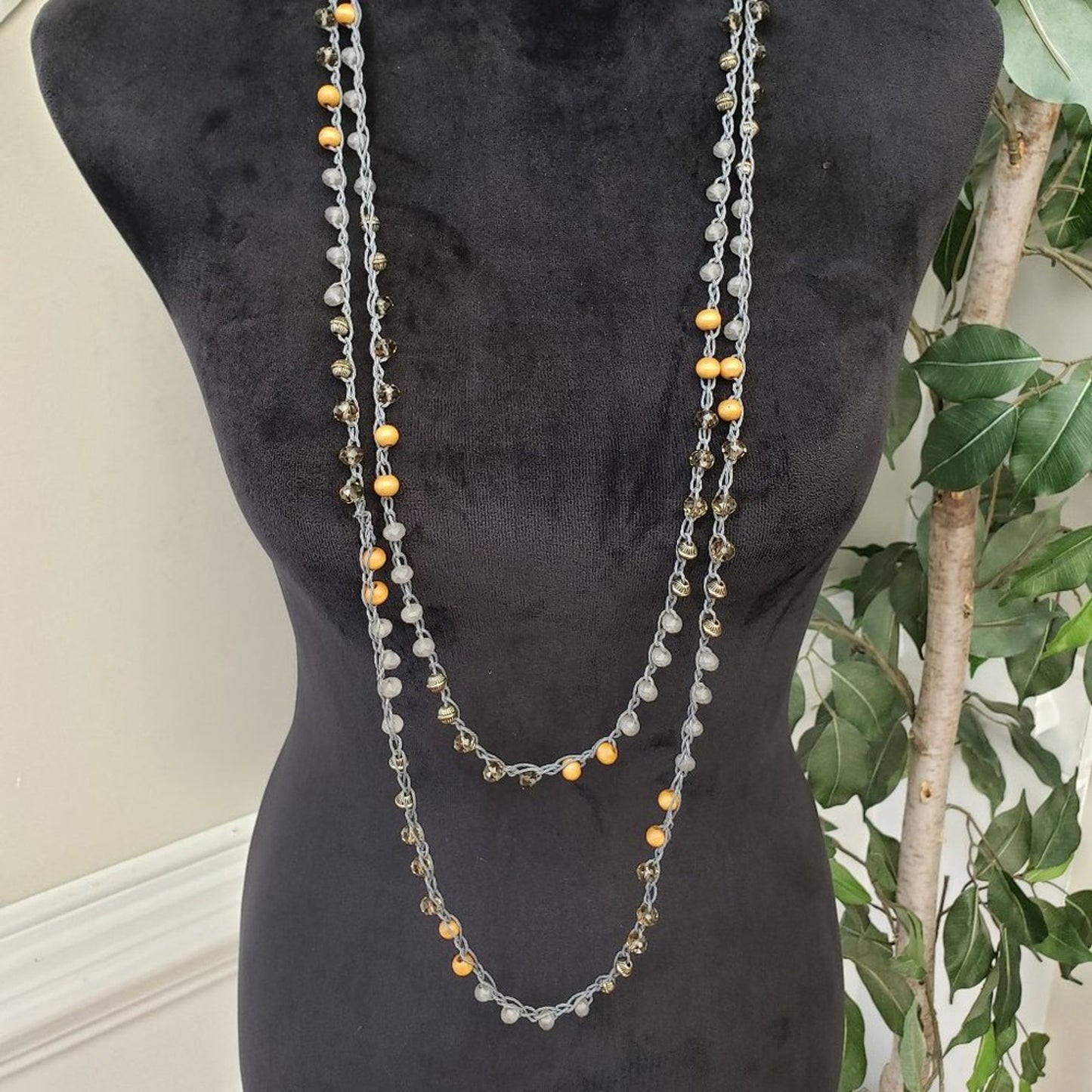 Womens Fashion Multicolor Amber Crystel Beaded Single or Double Layered Necklace