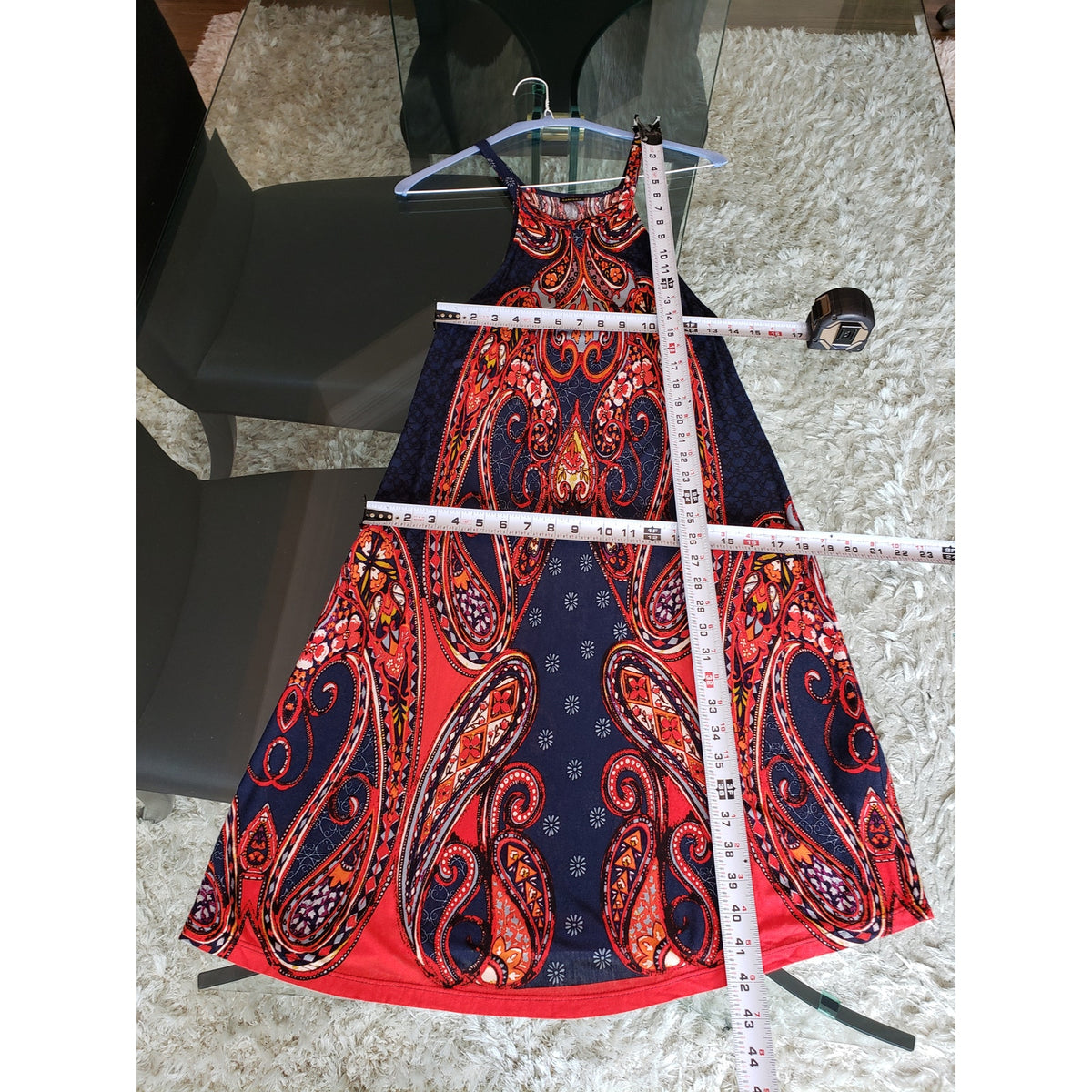 Lascana Bodycon Dress Women's Size M Blue Paisley Fitted Round Neck Sleeveless
