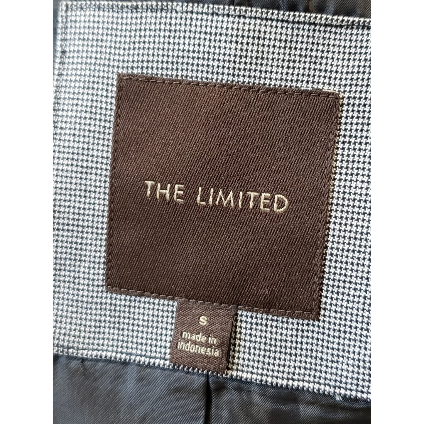 The Limited Blazer Jacket Womens S Gray Houndstooth Single Breasted Button Front