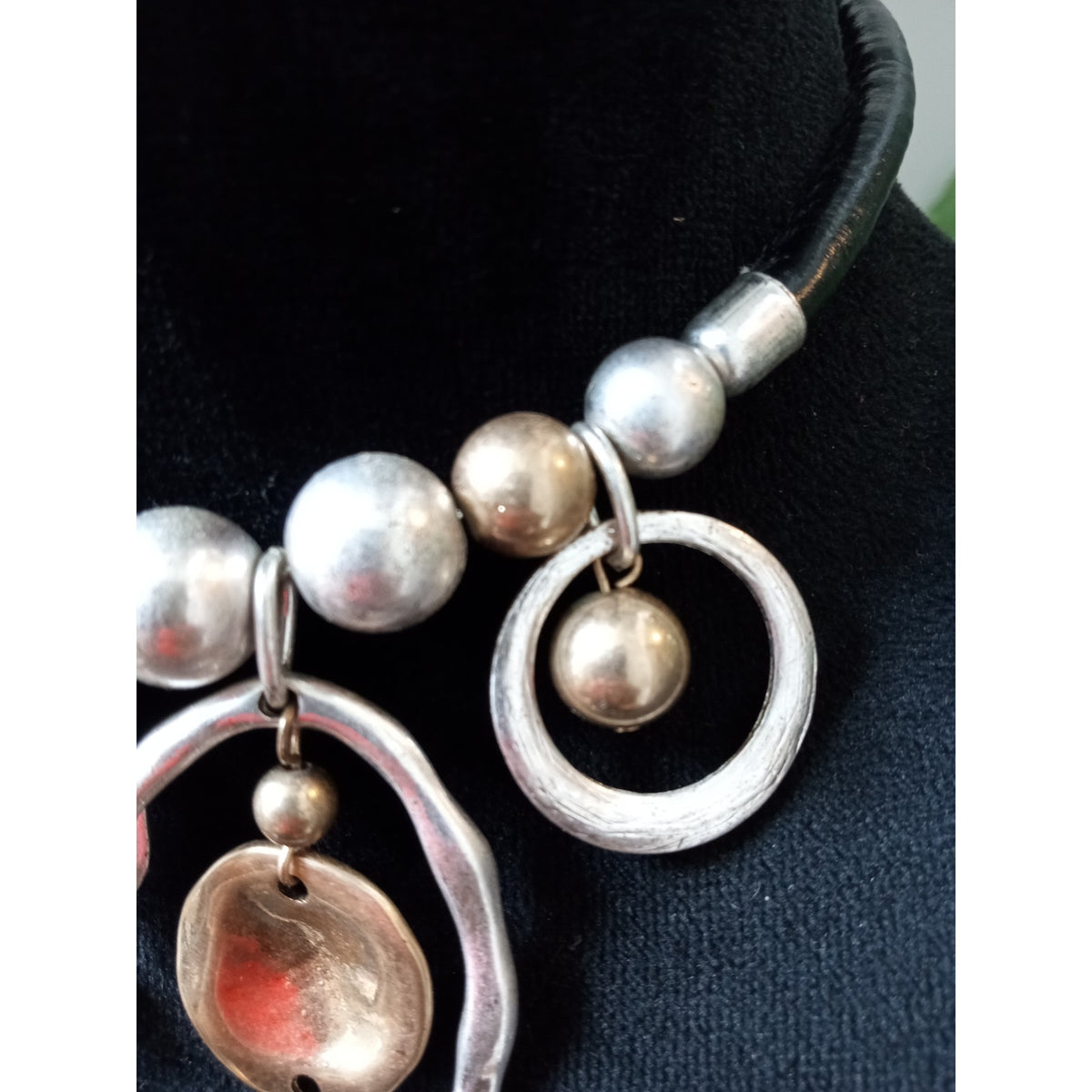 Silver Gold Tone Tribal Statement Necklace Hammered Disc Bib Collar Boho Chic
