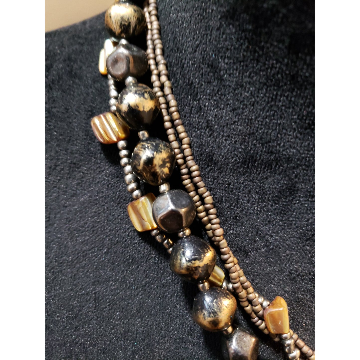 Women's Boho Beaded Pendant Necklace Lobster Clasp Multi Strand Jewelry