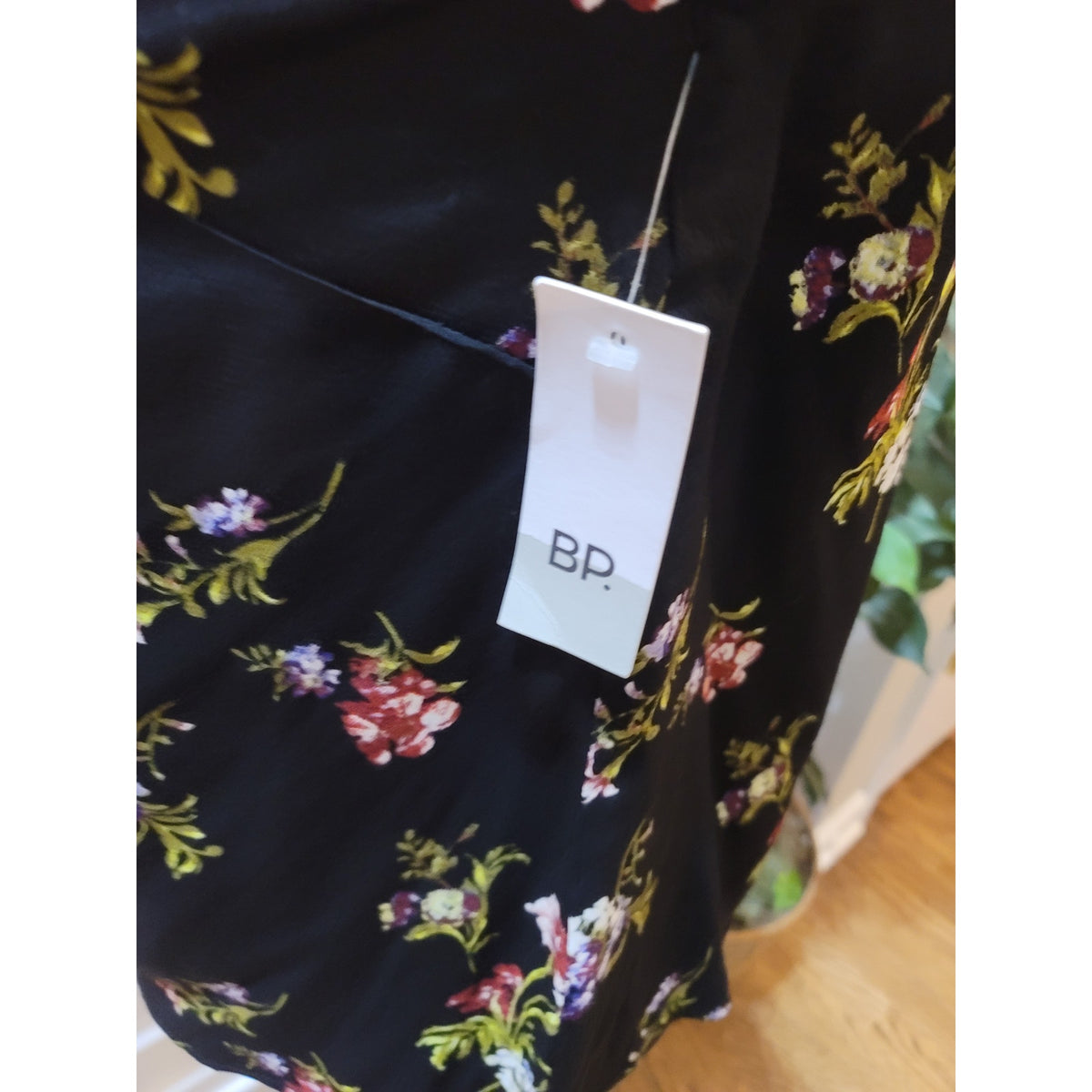 BP. Nordstrom Blouse Top Women's Small Black Floral Classic One Shoulder Neck