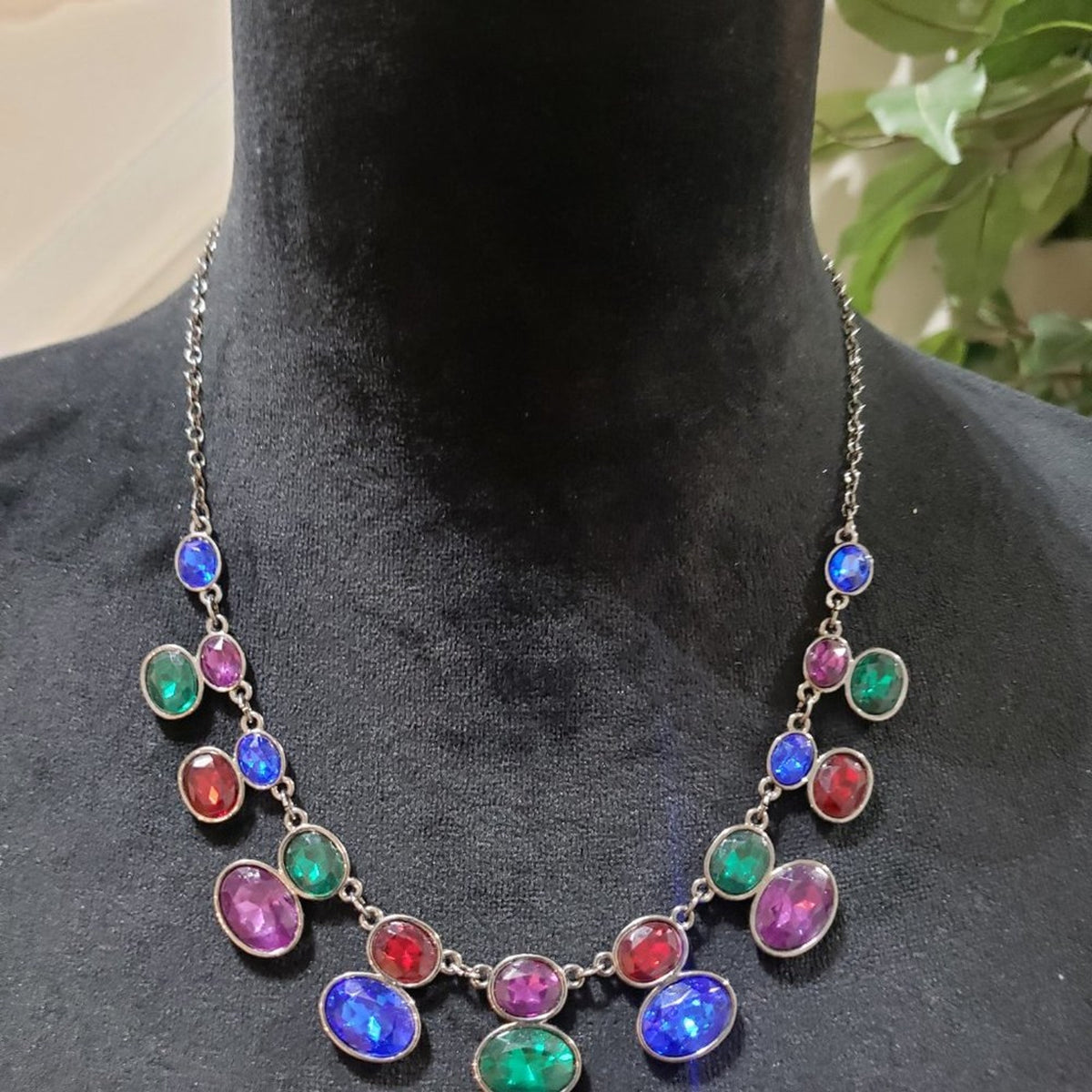 Women Fashion Crystal Estate Gloria Vanderbilt Two Row Necklace with Lobster Cla